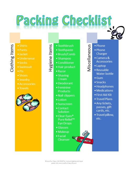 Free Packing Checklist Printable